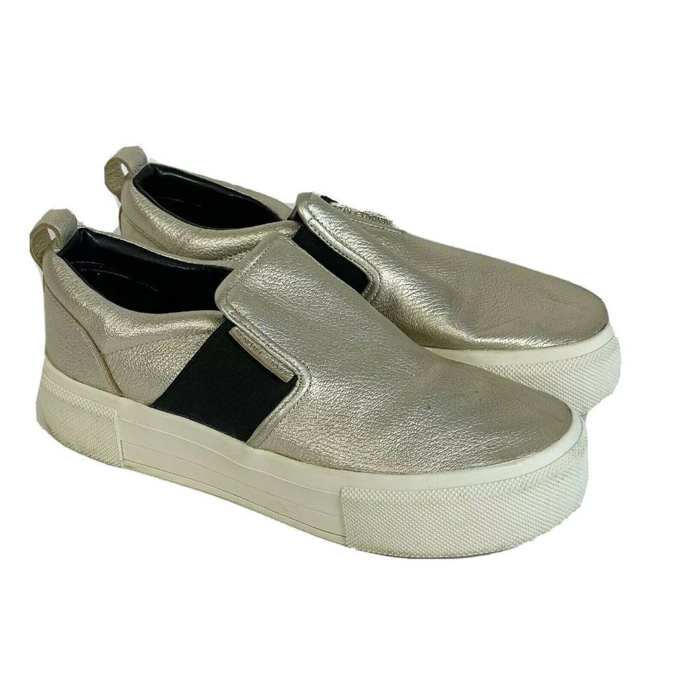 Kendal + Kylie Women Tenley Platform Sneakers Slip On Metallic Gold 8.5M Leather